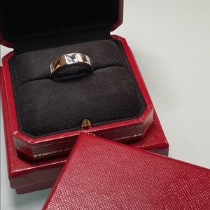 CARTIER AQUAMARINE TANK RING 18K WHITE GOLD, SZ 9